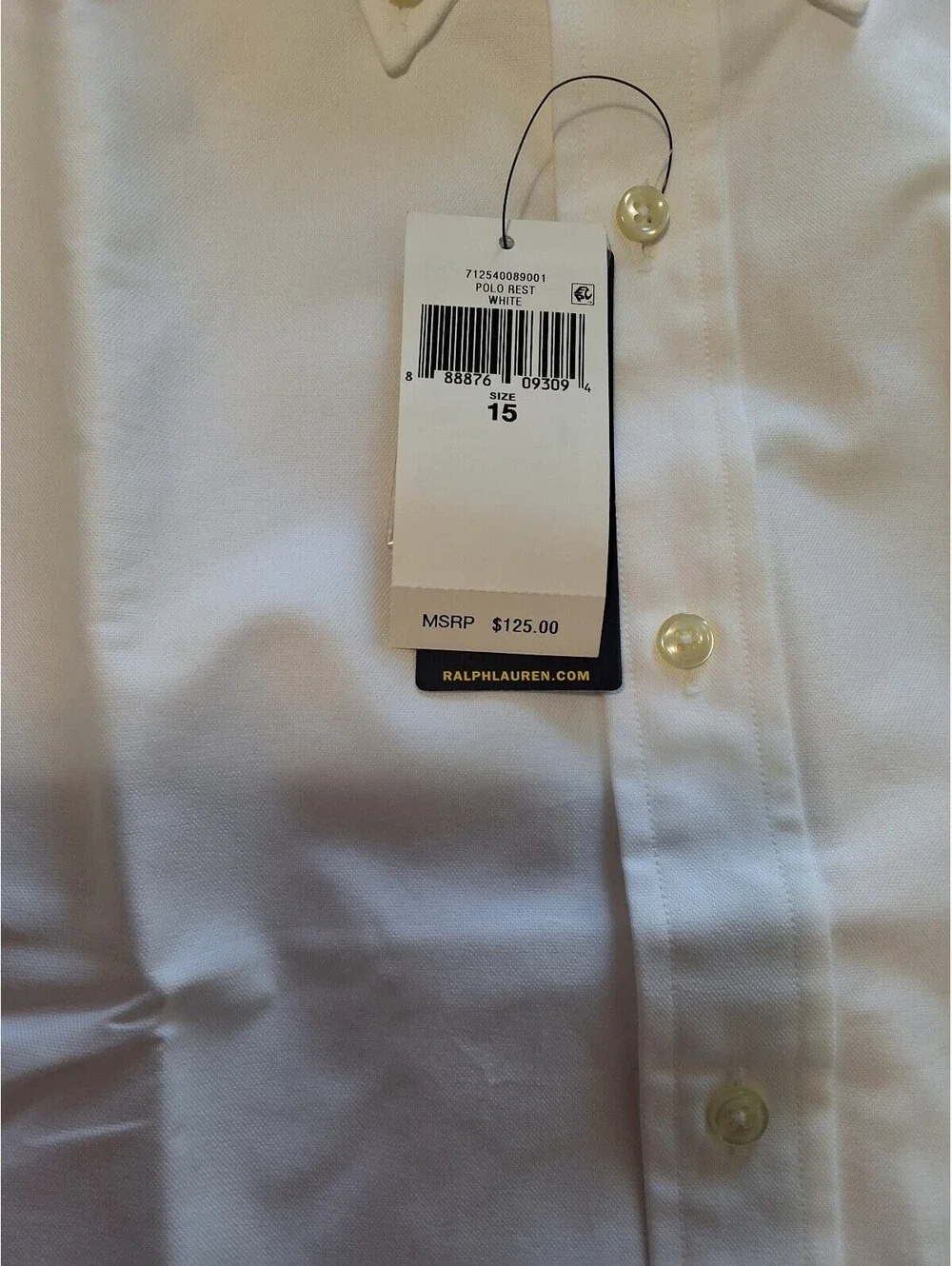 Polo Ralph Lauren Classic Fit White Button-Down Dress Shirt Size 15 32/33
